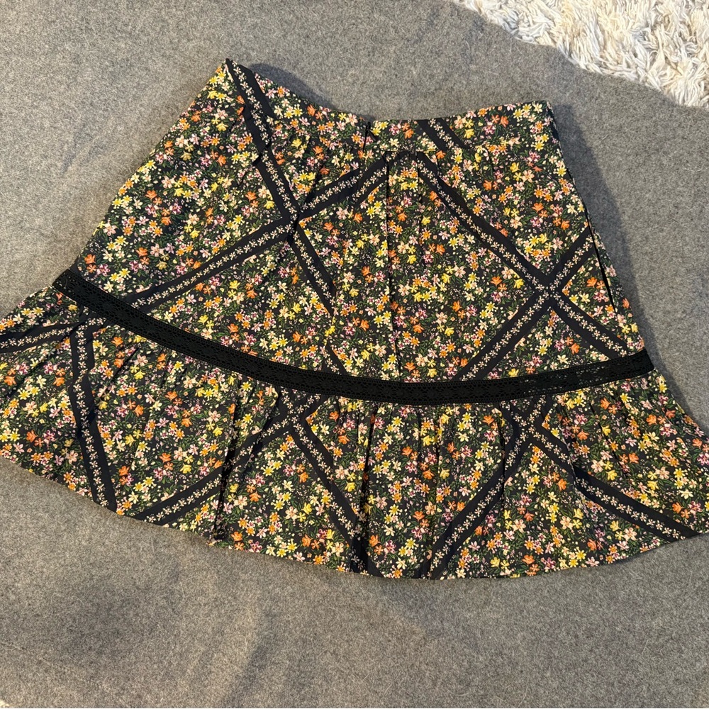 Lost + Wander Floral Skater Skirt - Black and Multicolor,Ortensia Mini Skirt - Picture 2 of 12
